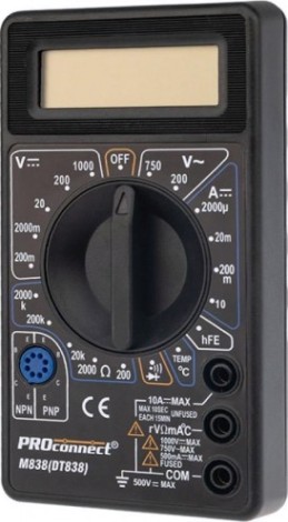 Мультиметр цифровой Proconnect M838 портативный [13-3013]