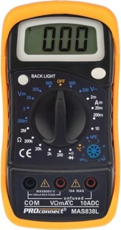 Мультиметр цифровой Proconnect MAS838L портативный [13-3022]