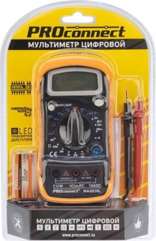 Мультиметр цифровой Proconnect MAS838L портативный [13-3022]