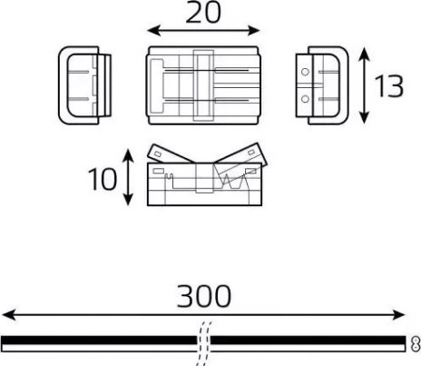 Набор коннекторов GAUSS BT401 basic : 2 клипсы, провод 30мм, 8-10 мм, ip20