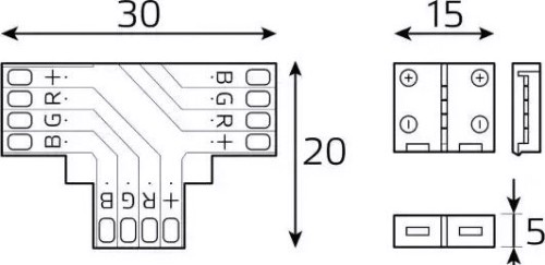 Набор коннекторов GAUSS BT430 basic для led-ленты т-образный rgb 12v 10mm ip20 Набор коннекторов GAUSS BT430 basic для led-ленты т-образный rgb 12v 10mm ip20