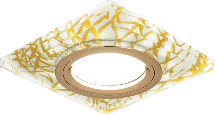 Потолочный светодиодный светильник GAUSS BL074 backlight квадрат. золотой узор/золото, gu5.3, led