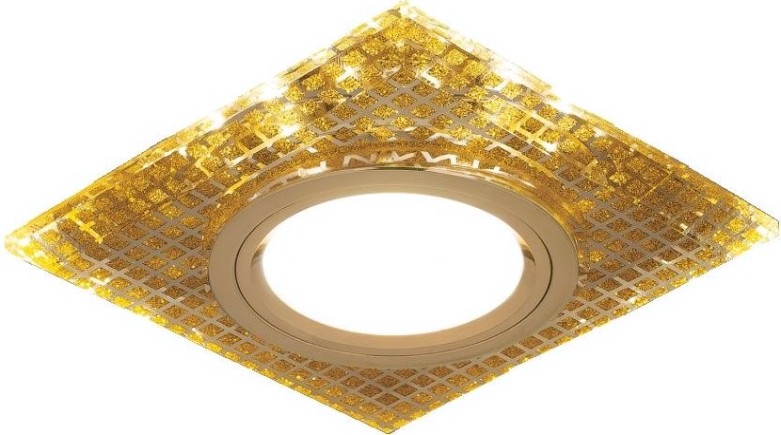 Потолочный светодиодный светильник GAUSS BL077 backlight квадрат. золото/кристалл/золото, gu5.3,
