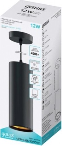 Потолочный светодиодный светильник GAUSS HD035 overhead подвесной цилиндр 12w 920lm 4100k золото Потолочный светодиодный светильник GAUSS HD035 overhead подвесной цилиндр 12w 920lm 4100k золото