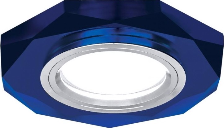 Потолочный светодиодный светильник GAUSS RR015 mirror восемь гран. кристал синий/хром, gu5.3