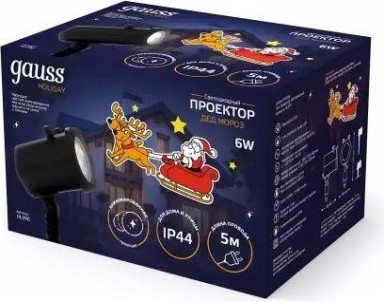 Проектор светодиодный GAUSS HL090 "дед мороз", анимированная картинка, ip44 Проектор светодиодный GAUSS HL090 "дед мороз", анимированная картинка, ip44