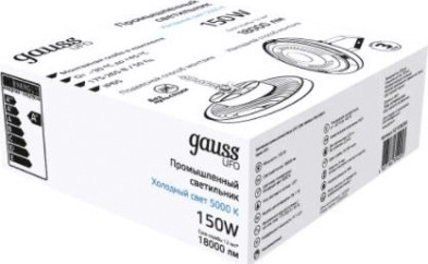 Промышленный светильник светодиодный GAUSS UFO подвесной ufo 150w 18000lm 5000k 175-265v ip65 [821536350]