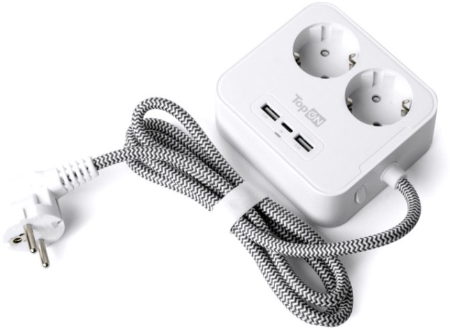 Сетевой фильтр TopON TOP-PWS2 белый, 1,5 м