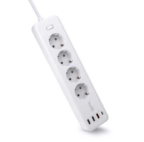 Сетевой фильтр TopON TOP-PWS4-3 белый, 3 м