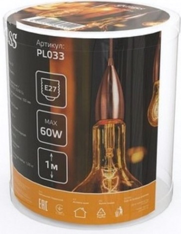 Светильник декоративный GAUSS PL033 подвесной decor медный e27, 1 м Светильник декоративный GAUSS PL033 подвесной decor медный e27, 1 м