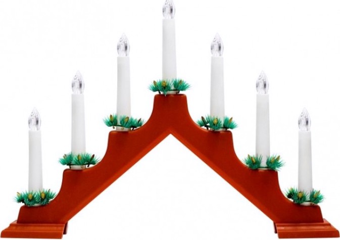 Светильник декоративный Neon-Night "Новогодняя горка" 7 свечек, красный [501-082]