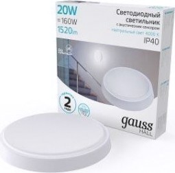 Светильник для ЖКХ светодиодный GAUSS HALL 20w 1520lm 4000k кругл с оптико-акустическим сенсором [193411220-OAS]