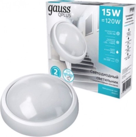 Светильник для ЖКХ светодиодный GAUSS Qplus ip54 d175*76 15w 1220lm 4000k круглый [141411215]
