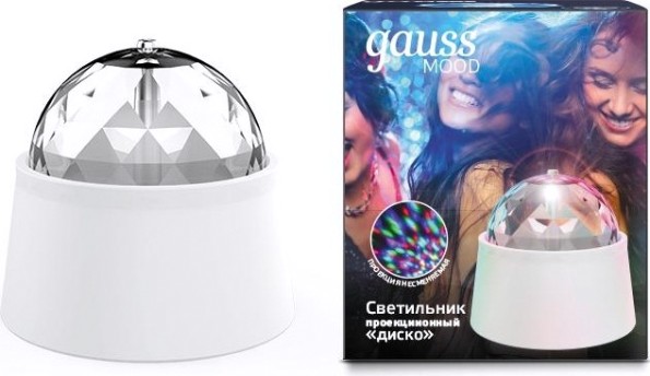 Светильник настольный GAUSS DIY0021 "диско" 3w 220-240v белый с фиксированной проекцией [DIY0021]