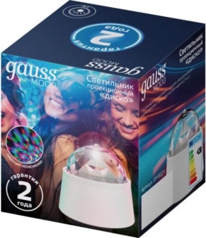Светильник настольный GAUSS DIY0021 "диско" 3w 220-240v белый с фиксированной проекцией [DIY0021]