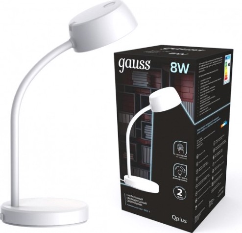 Светильник настольный GAUSS GT6011 qplus 8w 600lm 4000k 170-265v белый диммируемый le