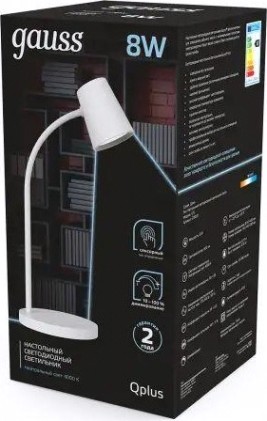 Светильник настольный GAUSS GT6031 qplus 8w 600lm 4000k 170-265v белый диммируемый le Светильник настольный GAUSS GT6031 qplus 8w 600lm 4000k 170-265v белый диммируемый le