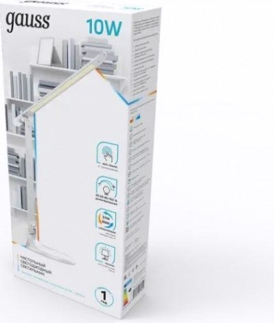 Светильник настольный GAUSS GTL204 10w 550lm 2700-6500k 170-265v белый диммируемый + ночник [GT2041]