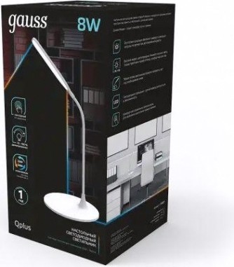 Светильник настольный GAUSS GTL502 qplus 8w 500lm 3500-5500k 170-265v белый диммируем [GT5021]