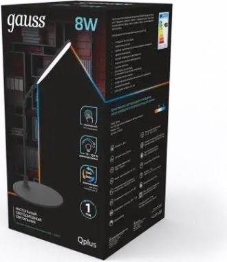 Светильник настольный GAUSS GTL502 Qplus 8w 500lm 3500-5500k 170-265v черный диммируемый [GT5022]