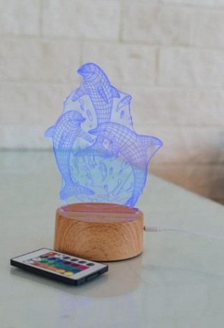 Светильник—ночник настольный GLANZEN RPD-3D-RGB-DOLPHIN светодиодный