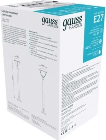 Светильник садово-парковый GAUSS Aura столб 200*200*1000mm, 170-240v / 50hz, 1xe27 [GD030]
