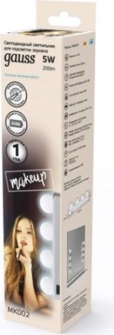 Светильник светодиодный линейный GAUSS MK002 makeup 5w 200lm 4xaa для зеркала Светильник светодиодный линейный GAUSS MK002 makeup 5w 200lm 4xaa для зеркала