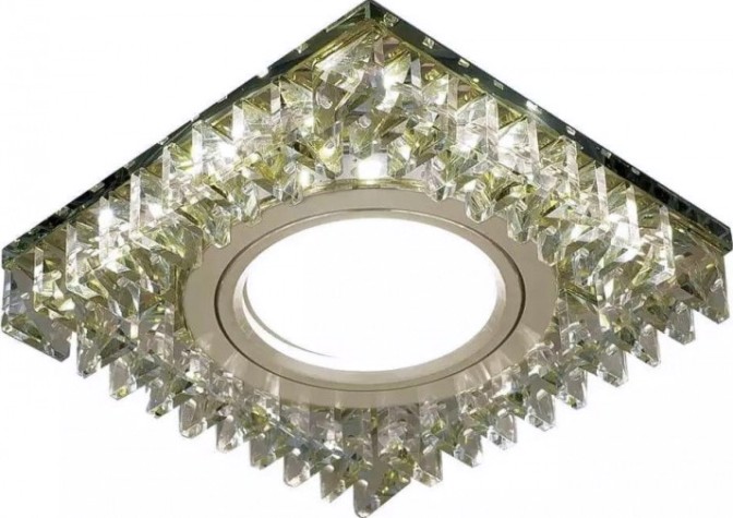 Светильник точечный GAUSS BACKLIGHT квадрат. шампань/кристалл/хром, gu5.3, led 2700k [BL033]