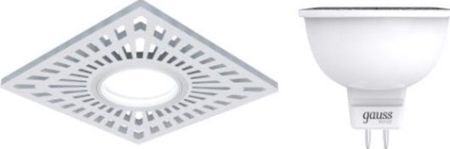 Светильник точечный GAUSS BL128P набор 3w + лампа mr16 6,5w 480lm 4100k gu5.3 led