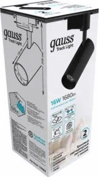 Светильник трековый GAUSS TR082 цилиндр 16w 1680lm 4000k 180-220v ip20 65*206мм че