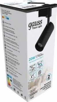Светильник трековый GAUSS TR084 цилиндр 20w 1760lm 4000k 180-220v ip20 65*206мм че Светильник трековый GAUSS TR084 цилиндр 20w 1760lm 4000k 180-220v ip20 65*206мм че