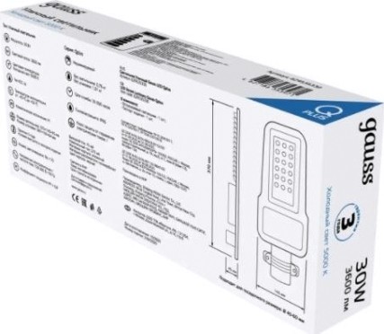 Светильник уличный GAUSS Qplus 30w 3600lm 5000k 120-260v ip65 370*145*45мм черный [629535330]