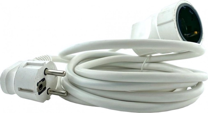 Удлинитель GLANZEN ES-03-005-white силовой шнур штепс. гнездо пвс 3х1,5 3м