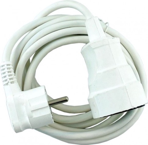 Удлинитель GLANZEN ES-05-001-white силовой шнур штепс. гнездо пвс 2*0,75 5м