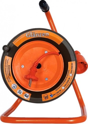Удлинитель на катушке GLANZEN EB-30-010 ПВС 2х2,5 30м