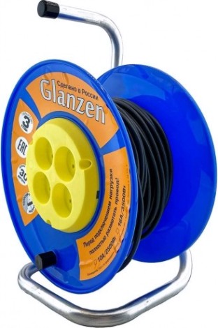 Удлинитель на катушке GLANZEN EB-30-014 силовой 4 гн. пвс 2х0,75