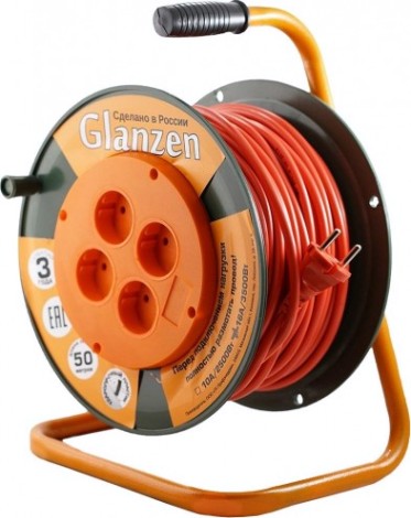 Удлинитель на катушке GLANZEN EB-50-006 ПВС 2х1,5 50м