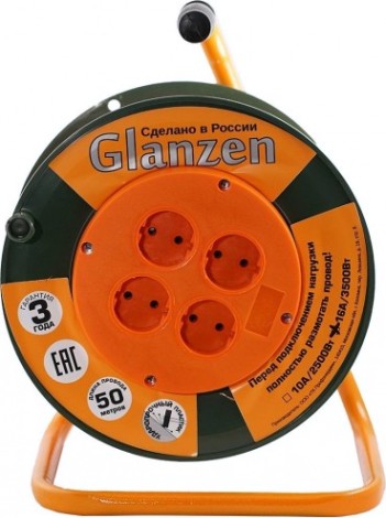 Удлинитель на катушке GLANZEN EB-50-006 ПВС 2х1,5 50м Удлинитель на катушке GLANZEN EB-50-006 ПВС 2х1,5 50м