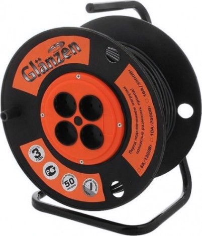 Удлинитель на катушке GLANZEN EB-50-008 ПВС 2х2,5 50м