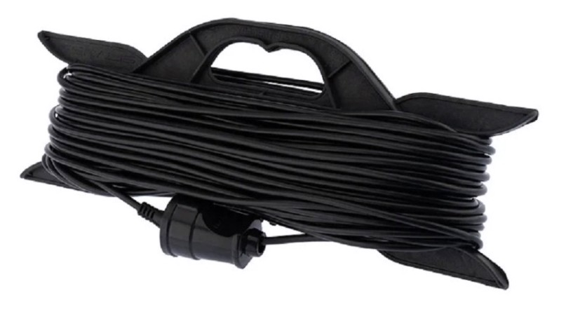 Удлинитель на рамке Proconnect 11-7104 ПВС 2х0.75, 40 м, б/з, 6A, 1300 Bт, ip20, черный