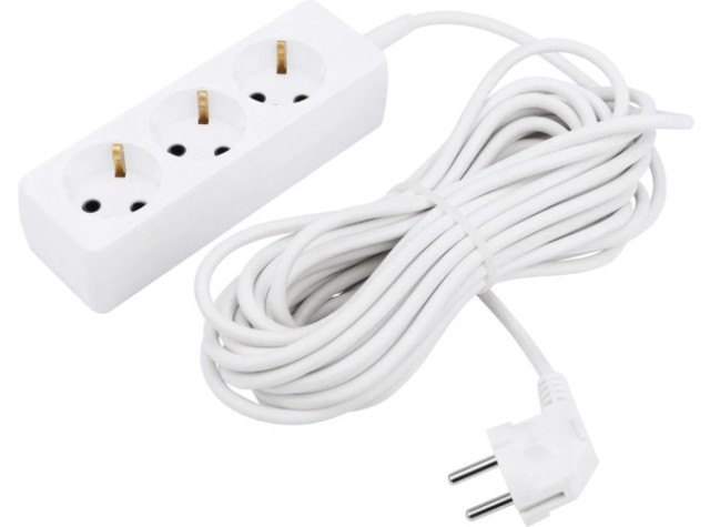 Удлинитель Proconnect 11-7208 3 гнезда, 10 м, 3х0.75 мм², с/з, белый