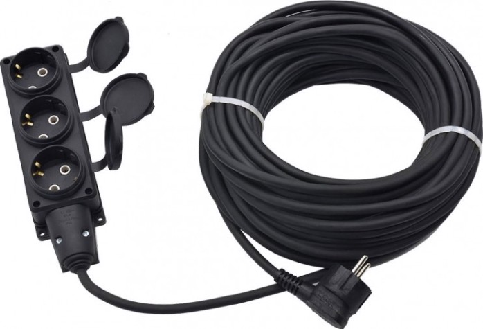 Удлинитель силовой 3 гн. GLANZEN EC-30-012 КГ 3х1,5 IP44 (30 м)