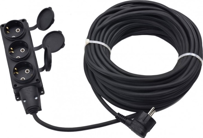 Удлинитель силовой 3 гн. GLANZEN EC-50-013 КГ 3х2,5 IP44 (50 м)